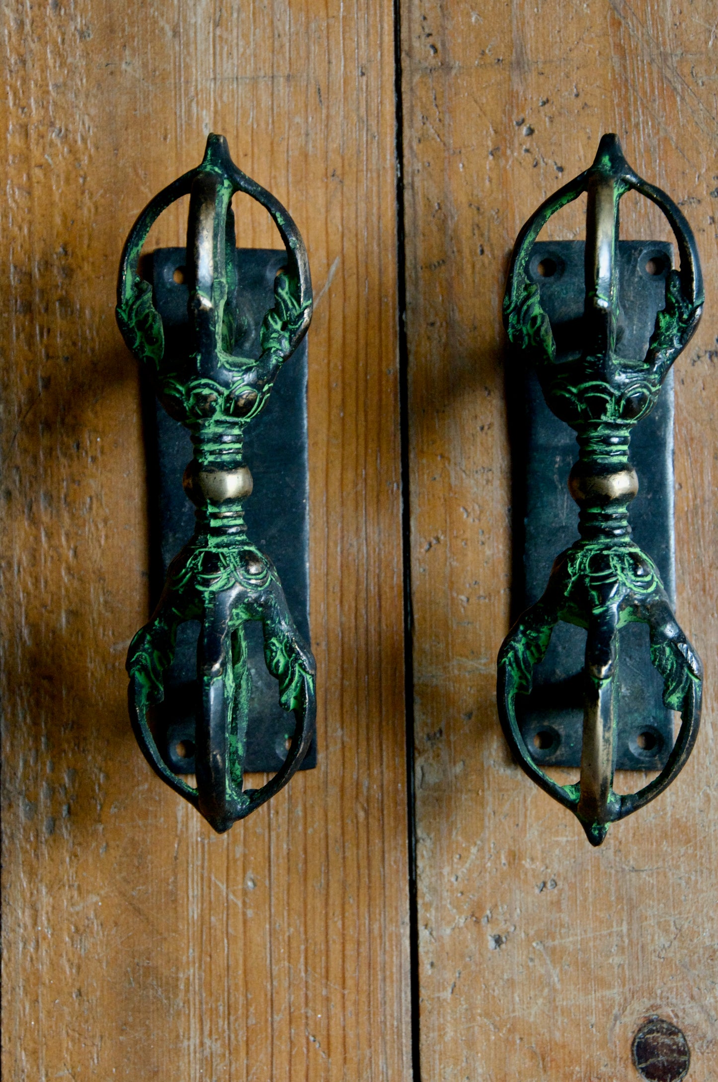 Solid Brass Tibetan Dorje (Vajra) Door Handle - Hand Cast