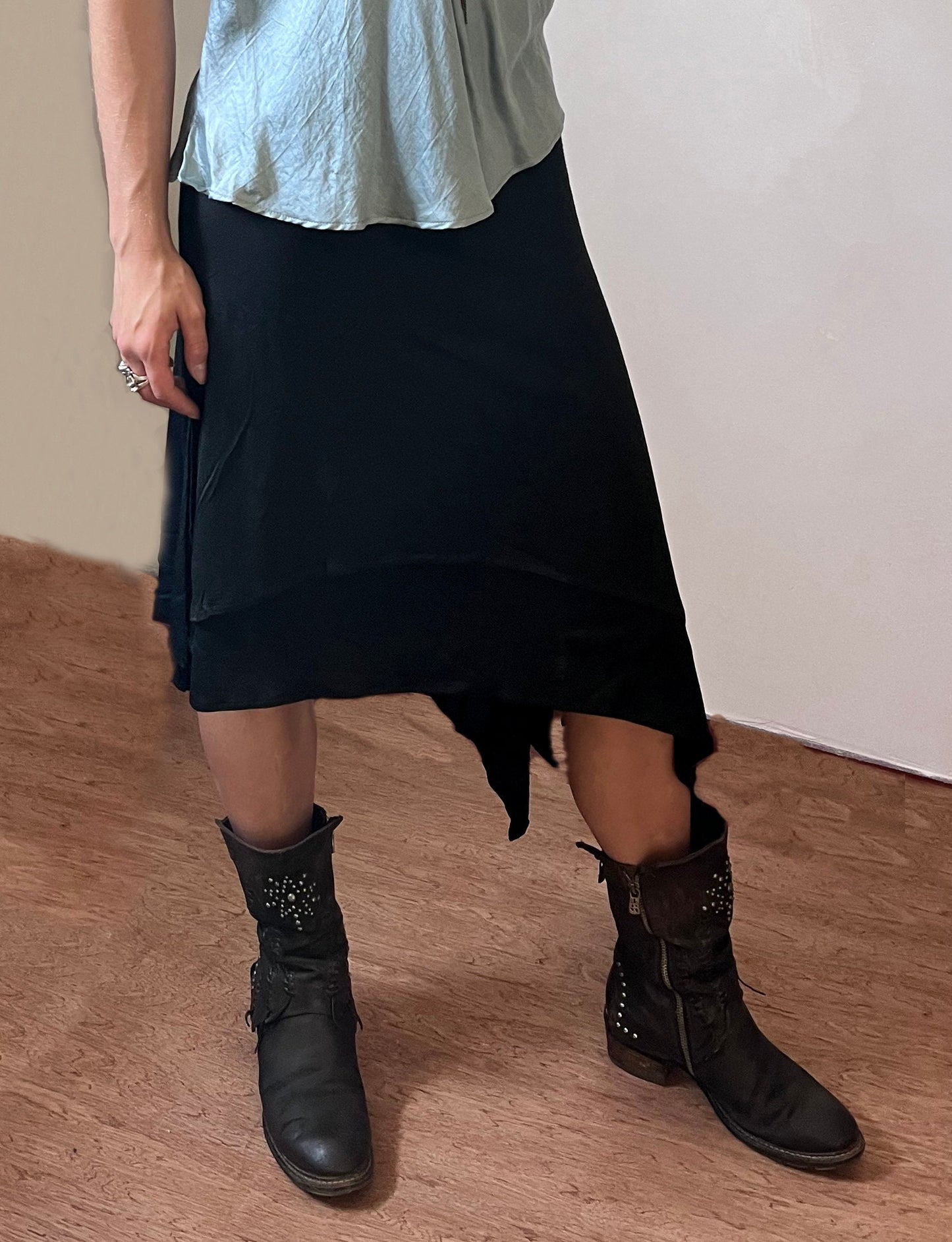 STEENA organic bamboo asymmetrical skirt~Raven