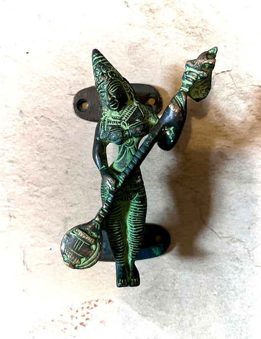 Brass hand cast doorhandle~SARASWATI