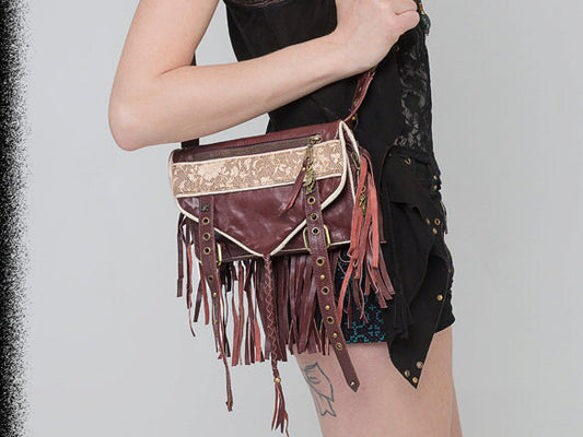 Leather handbag, leather hip bag leather boho bag, leather purse, Leather hassle bag, brown leather hassle bag