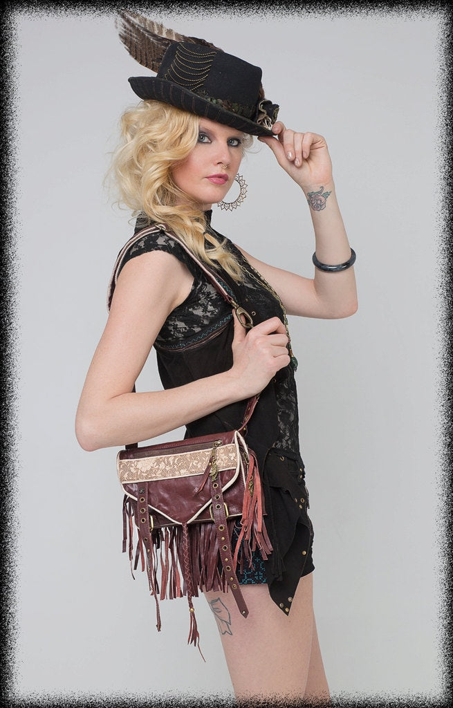 Leather handbag, leather hip bag leather boho bag, leather purse, Leather hassle bag, brown leather hassle bag