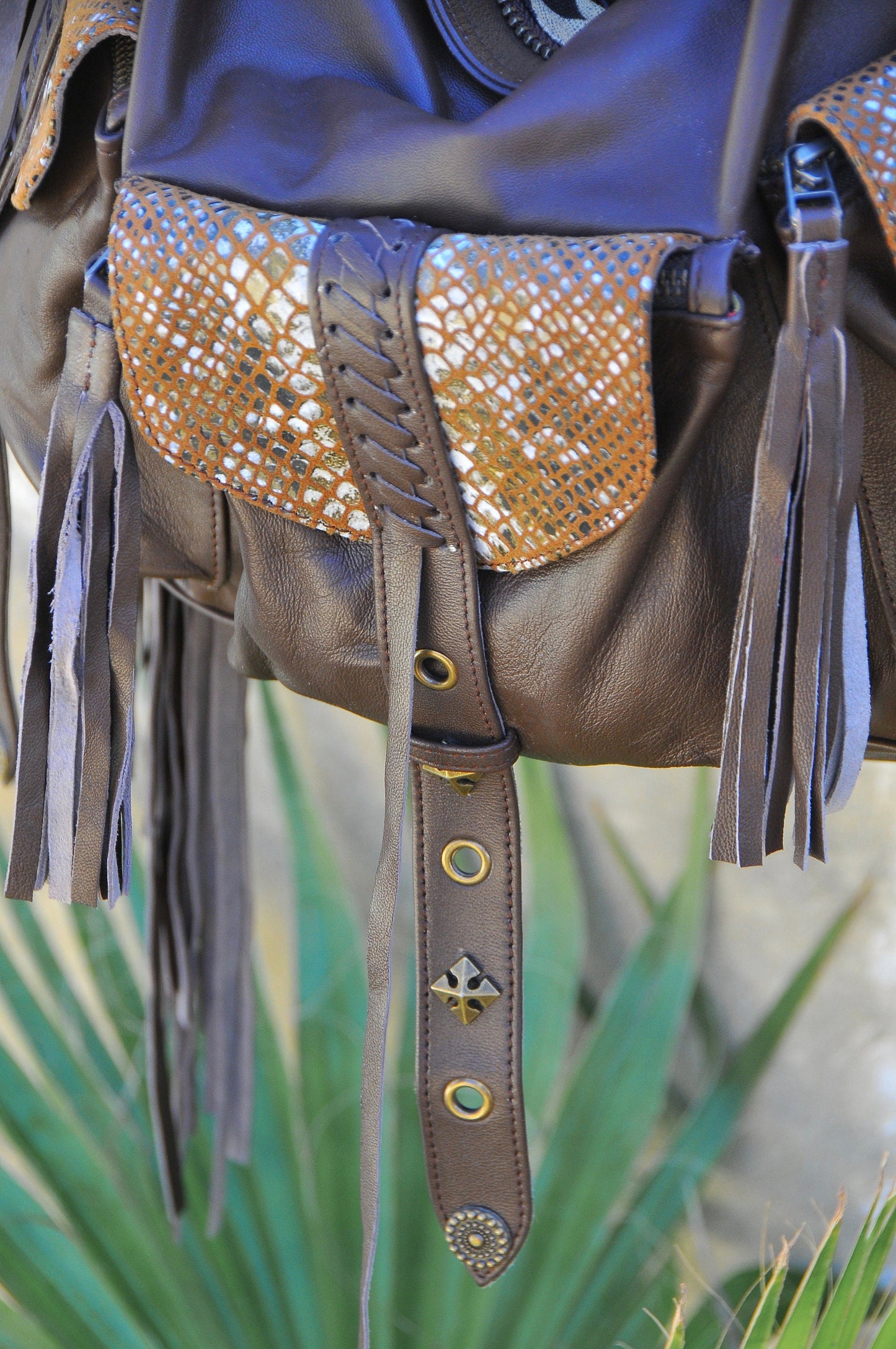 Boho leather bag~ Brown leather handbag~ Leather Purse~ Weekender leather bag~ MELUSINE LAST ONE