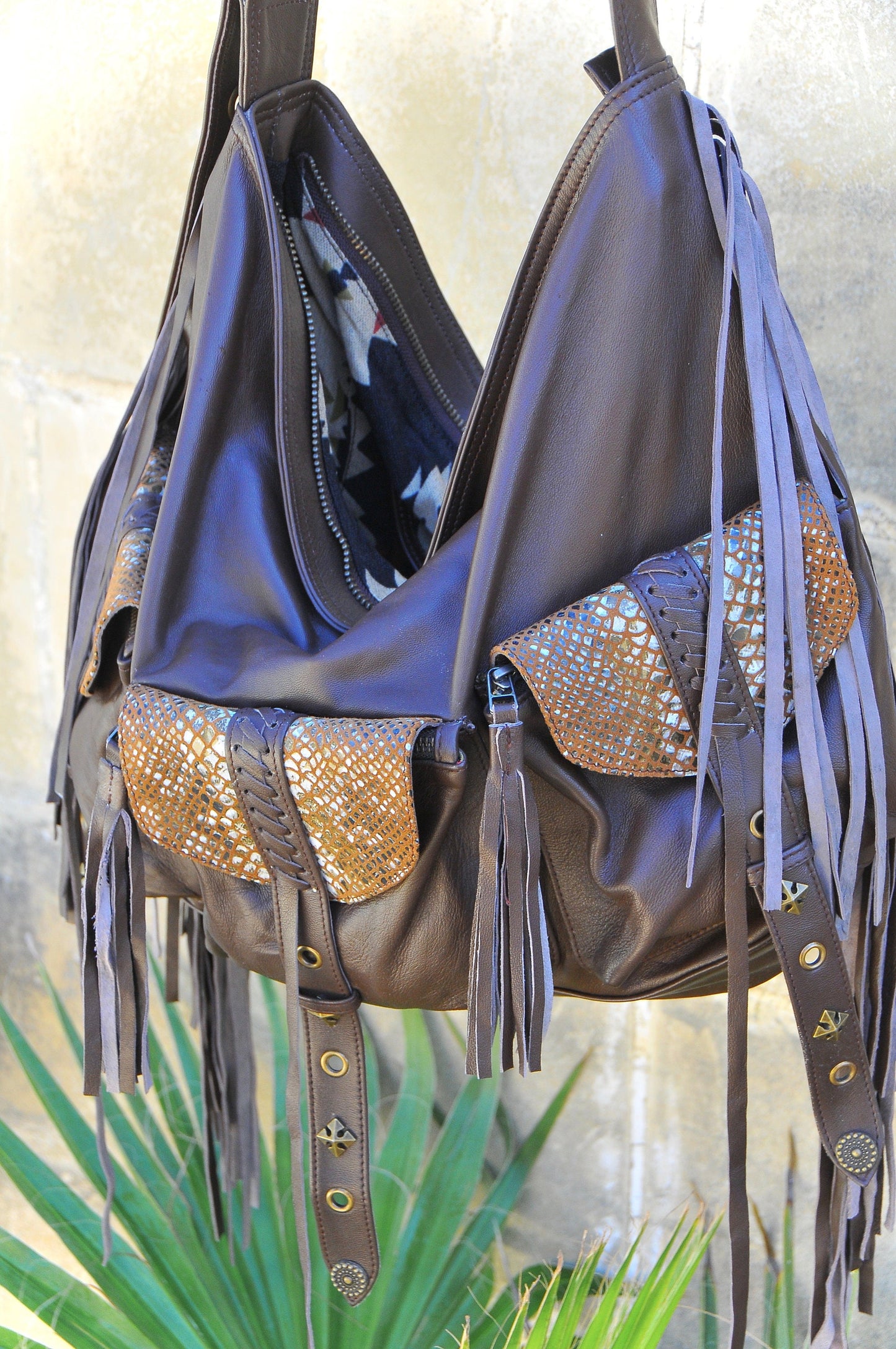 Boho leather bag~ Brown leather handbag~ Leather Purse~ Weekender leather bag~ MELUSINE LAST ONE