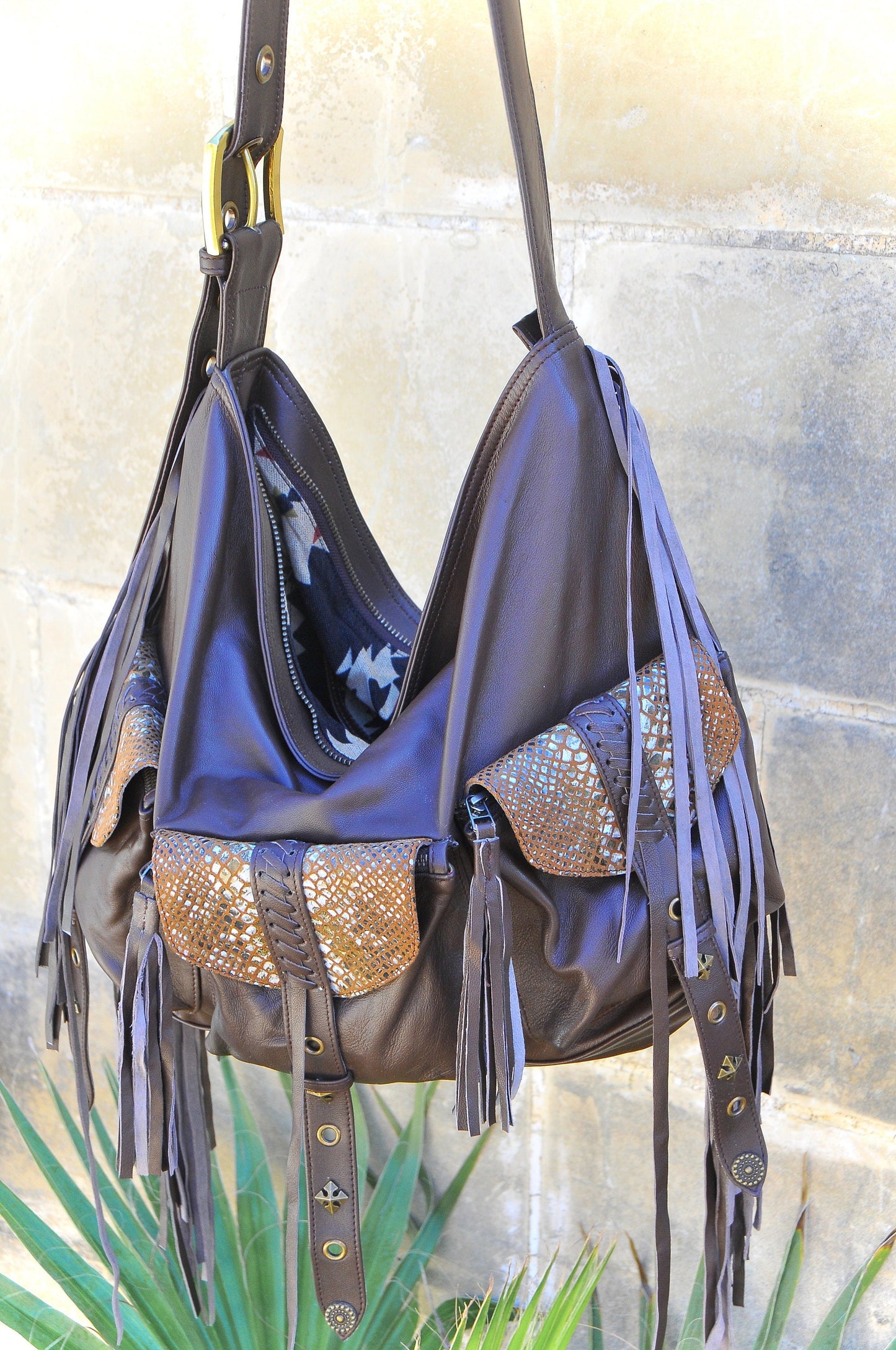 Boho leather bag~ Brown leather handbag~ Leather Purse~ Weekender leather bag~ MELUSINE LAST ONE