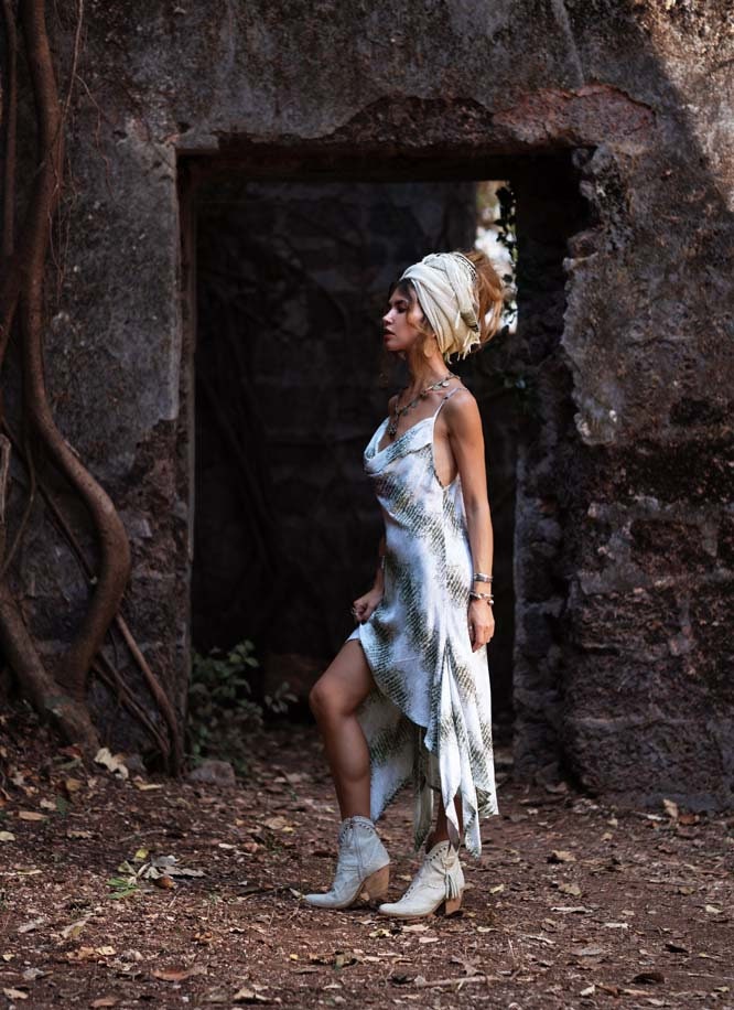 ASTARYA snake print cotton dress~ÕLIVE