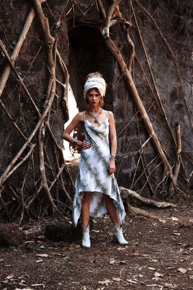 ASTARYA snake print cotton dress~ÕLIVE