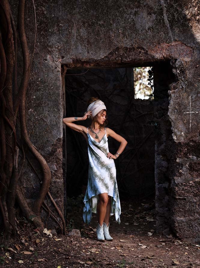 ASTARYA snake print cotton dress~ÕLIVE