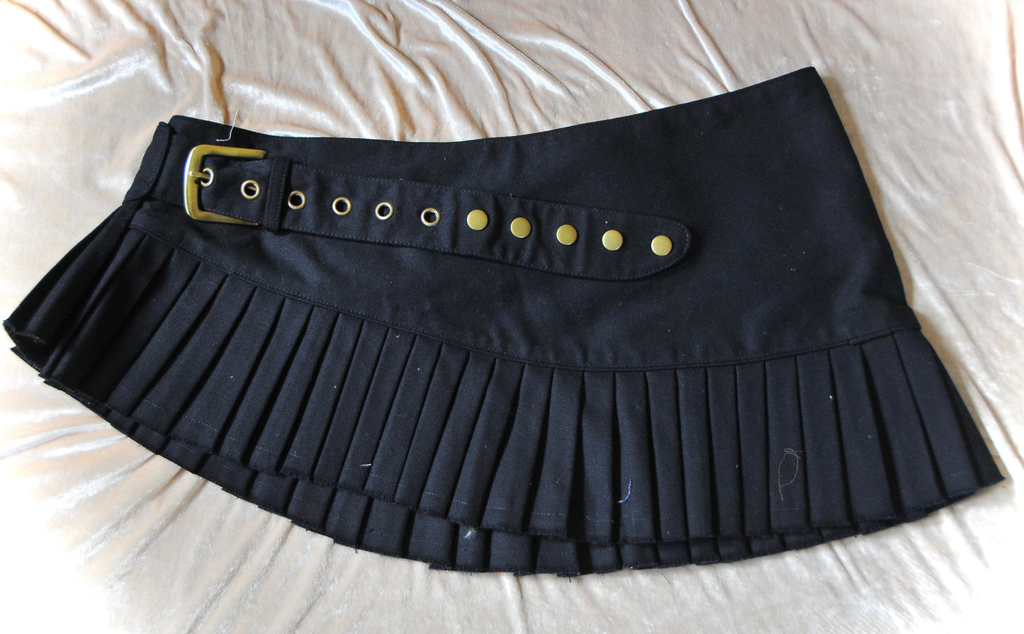 LILITH Pleated Canvas micro mini skirt~EBONY