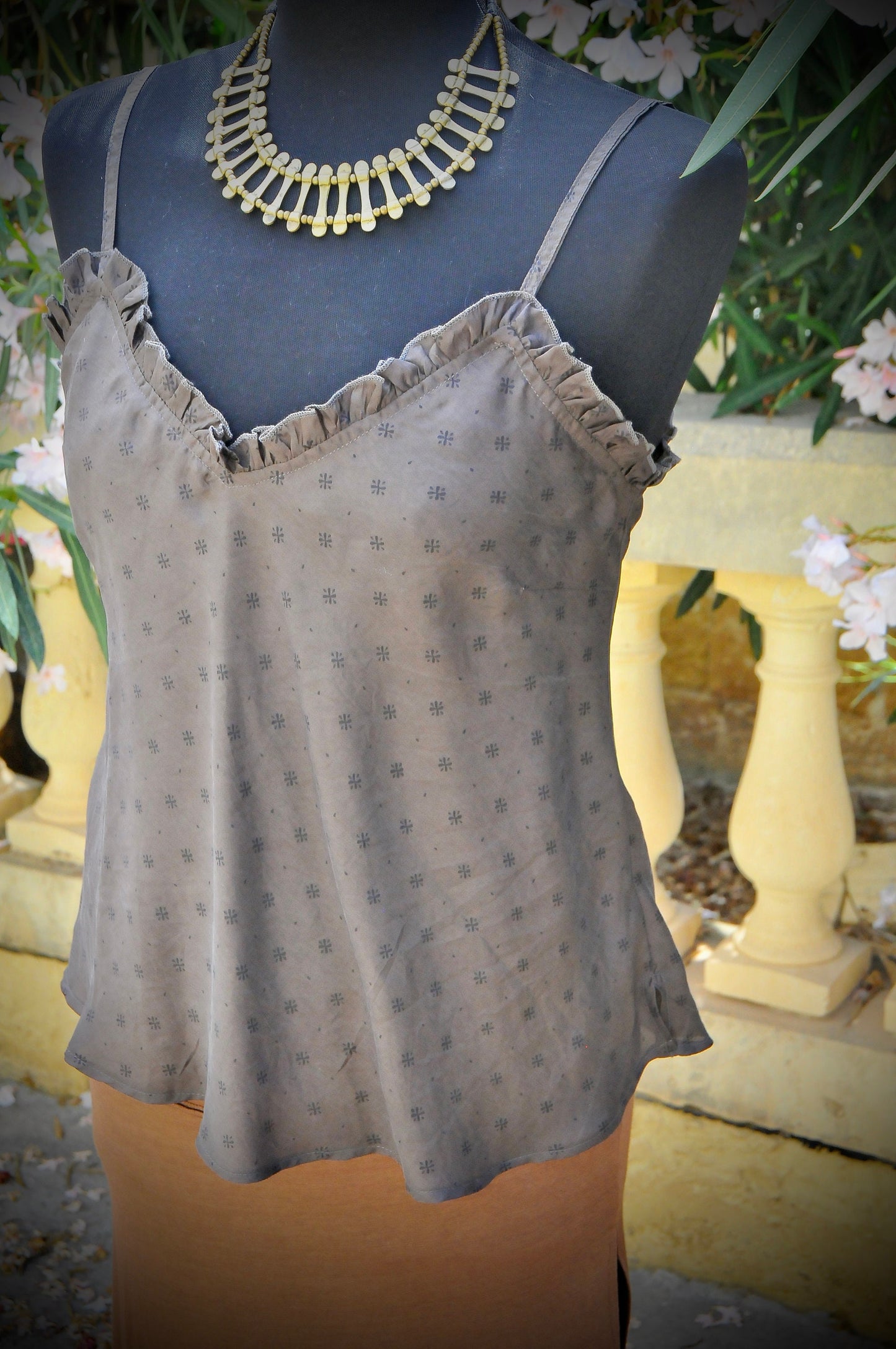 Silk top, Fine silk top, boho silk top, summer thin strap top, dark green silk top LAYA