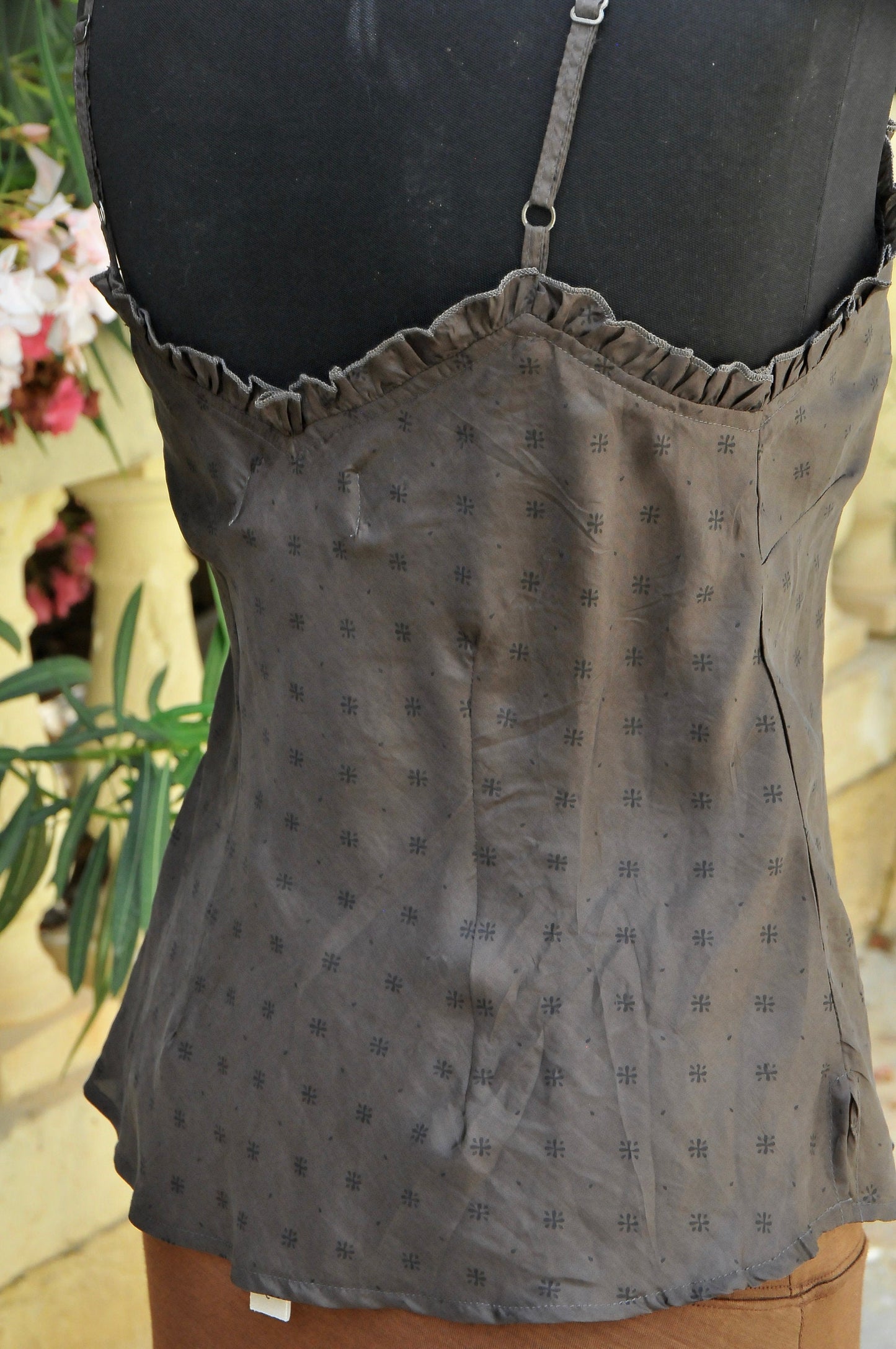 Silk top, Fine silk top, boho silk top, summer thin strap top, dark green silk top LAYA