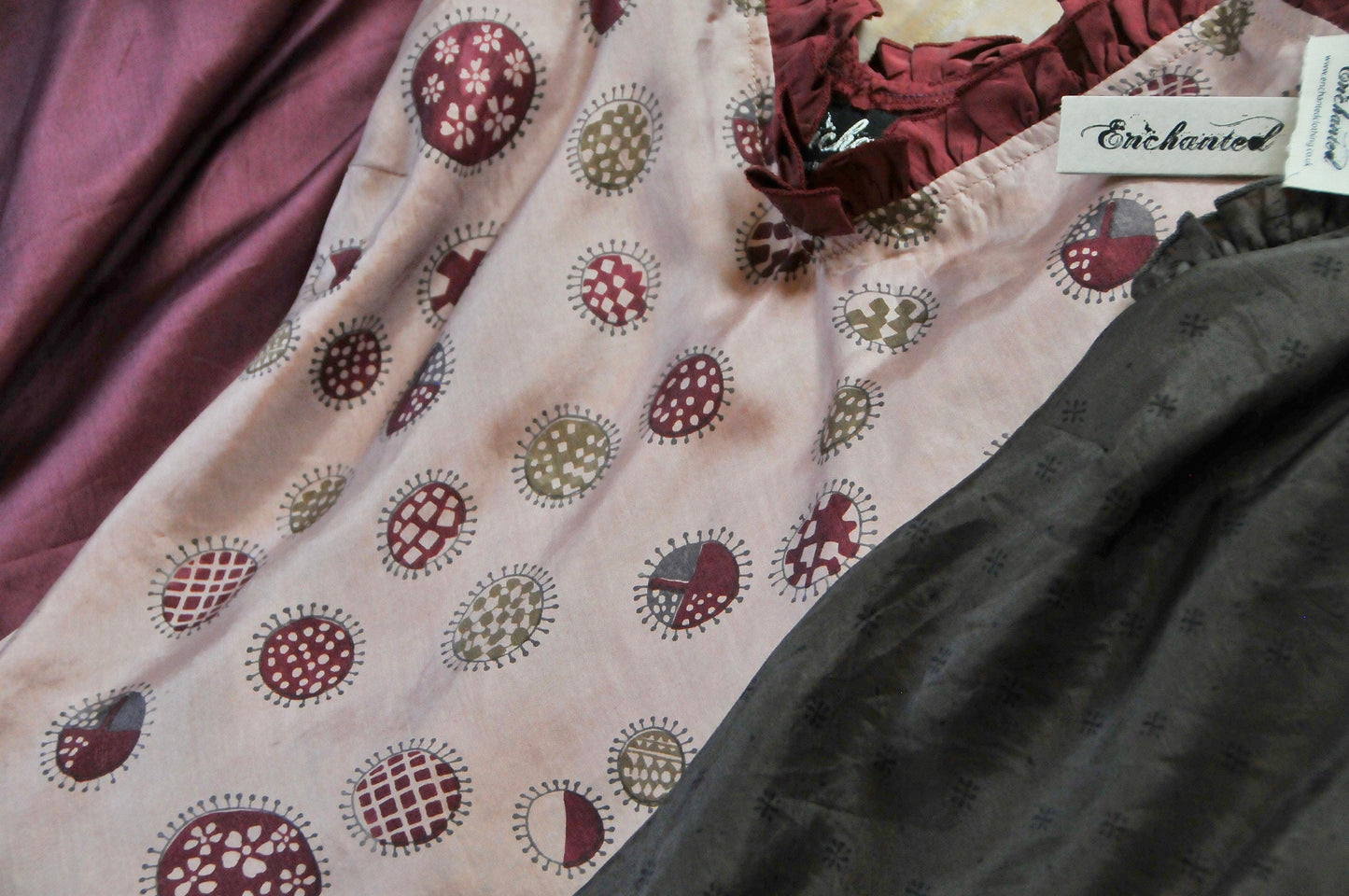 Silk top, Fine silk top, boho silk top, summer thin strap top, printed silk top VALERIA pink anenome