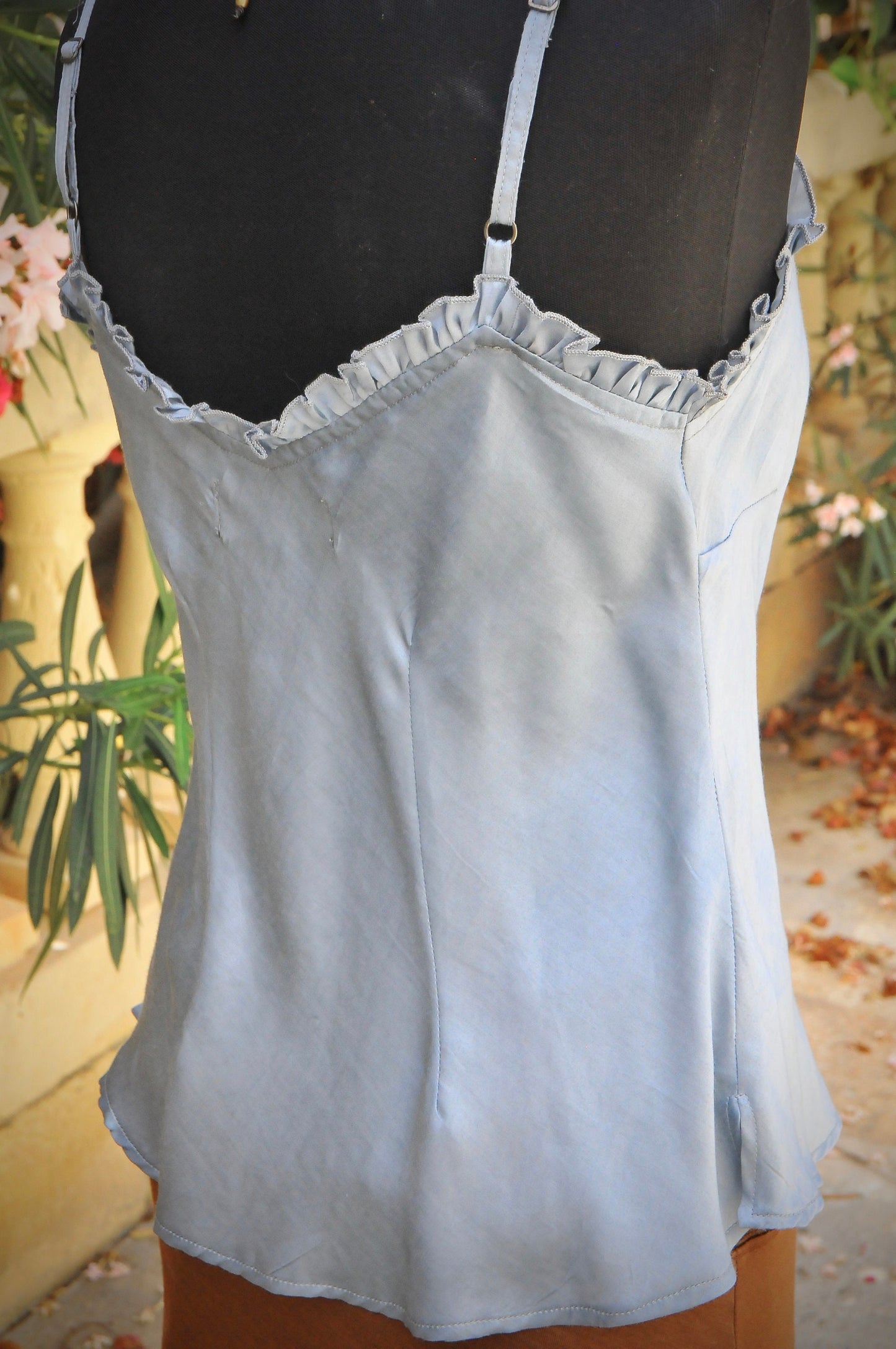 Silk top, Fine silk top, boho silk top, summer thin strap top, sky blue silk top LAYA