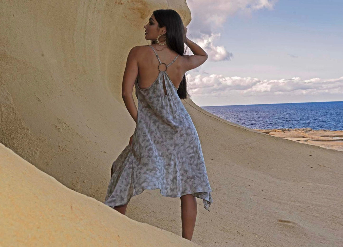 Fine silk dress, Summer dress, Boho dress, Evening dress, Long feminine dress, High low dress, elegant summer dress, ASTARYANA CLOUD