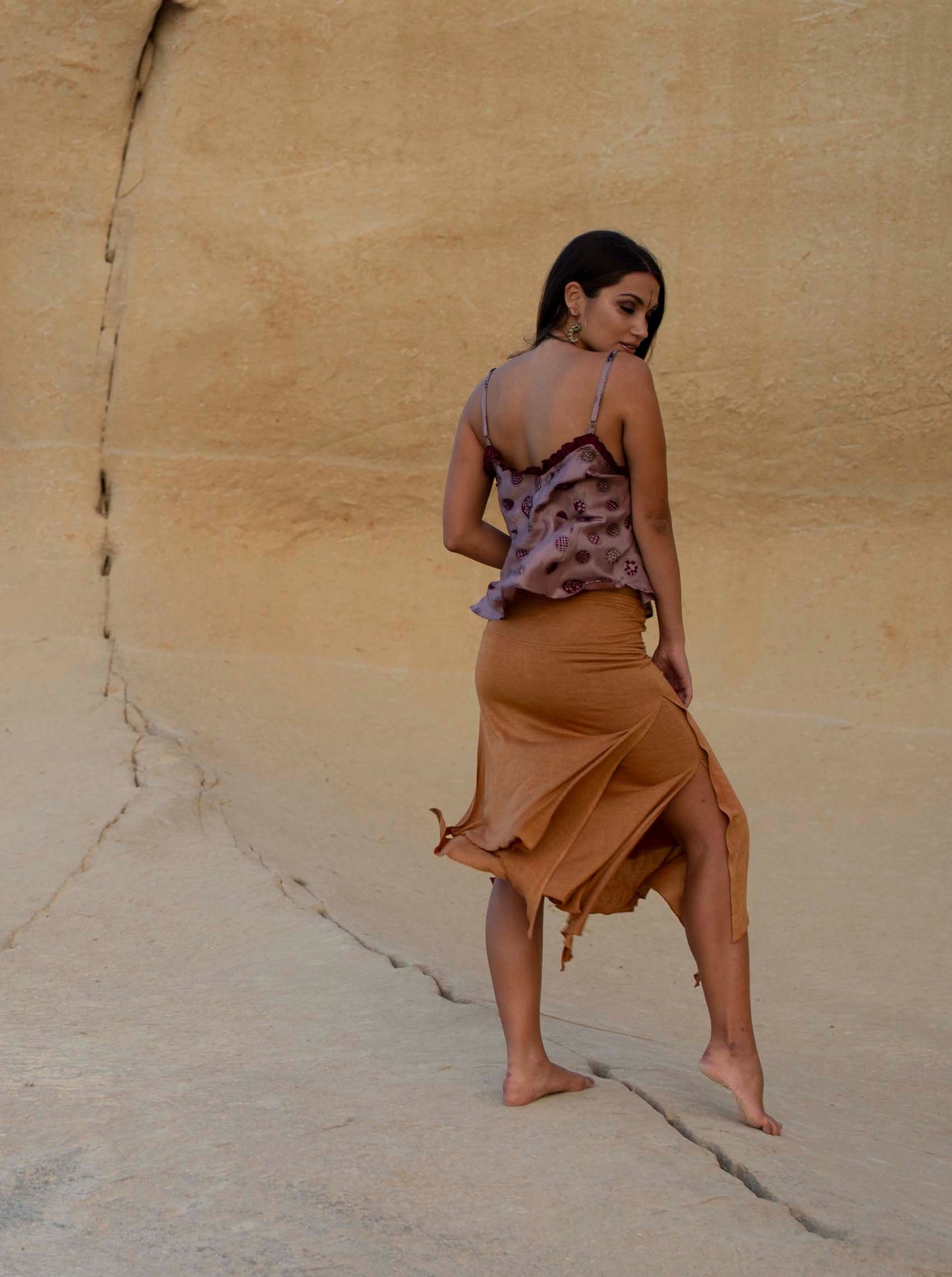 Silk top, Fine silk top, boho silk top, summer thin strap top, printed silk top VALERIA pink anenome