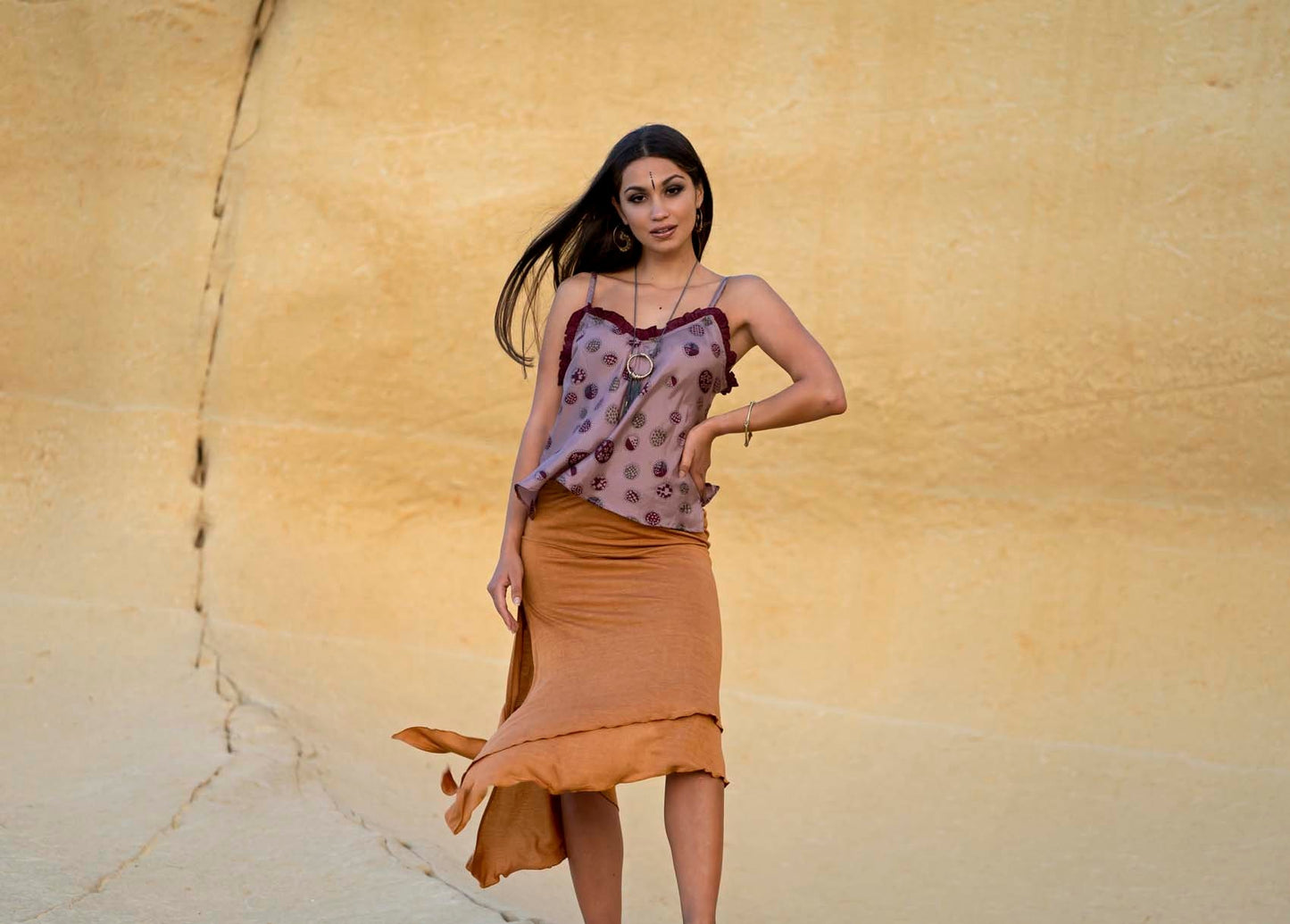 Silk top, Fine silk top, boho silk top, summer thin strap top, printed silk top VALERIA pink anenome