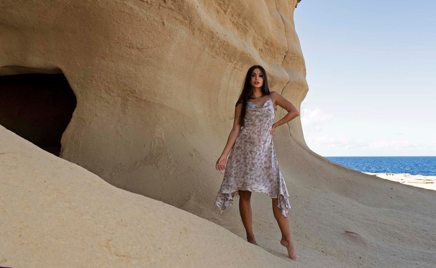 Fine silk dress, Summer dress, Boho dress, Evening dress, Long feminine dress, High low dress, elegant summer dress, ASTARYANA CLOUD