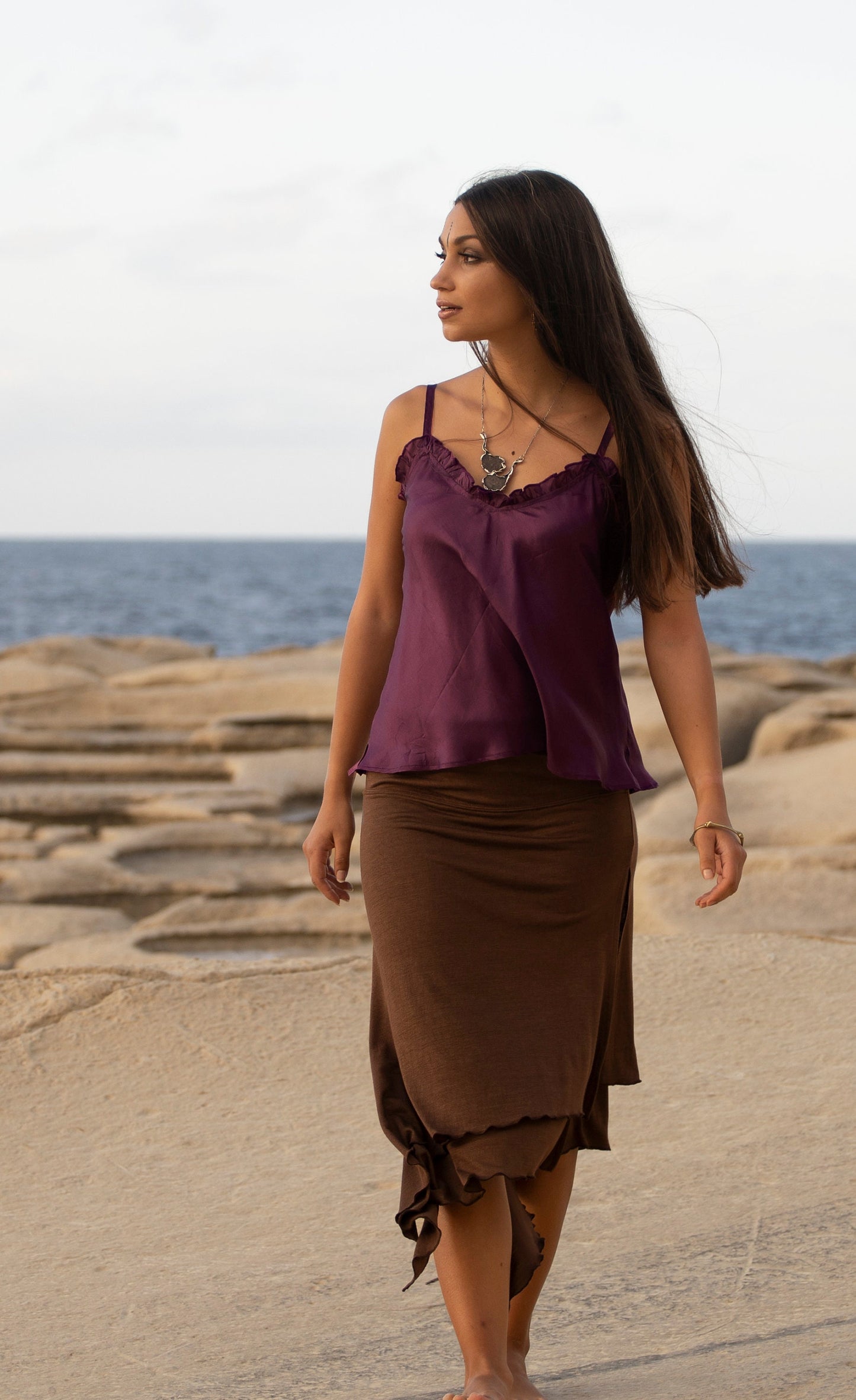STEENA organic bamboo skirt~Brazil nut