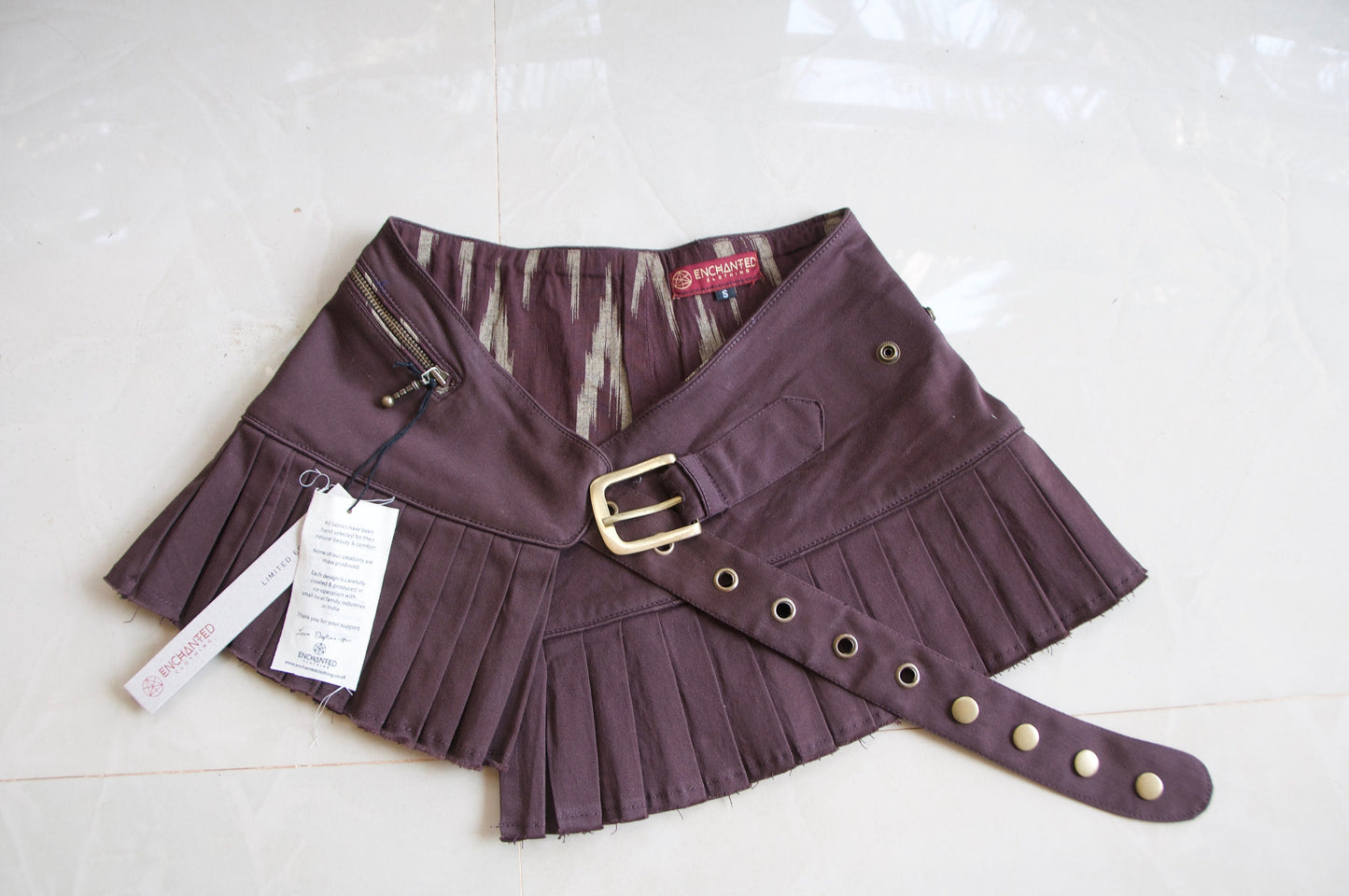 LILITH Pleated micro mini skirt~CAPPUCCINO STRETCH