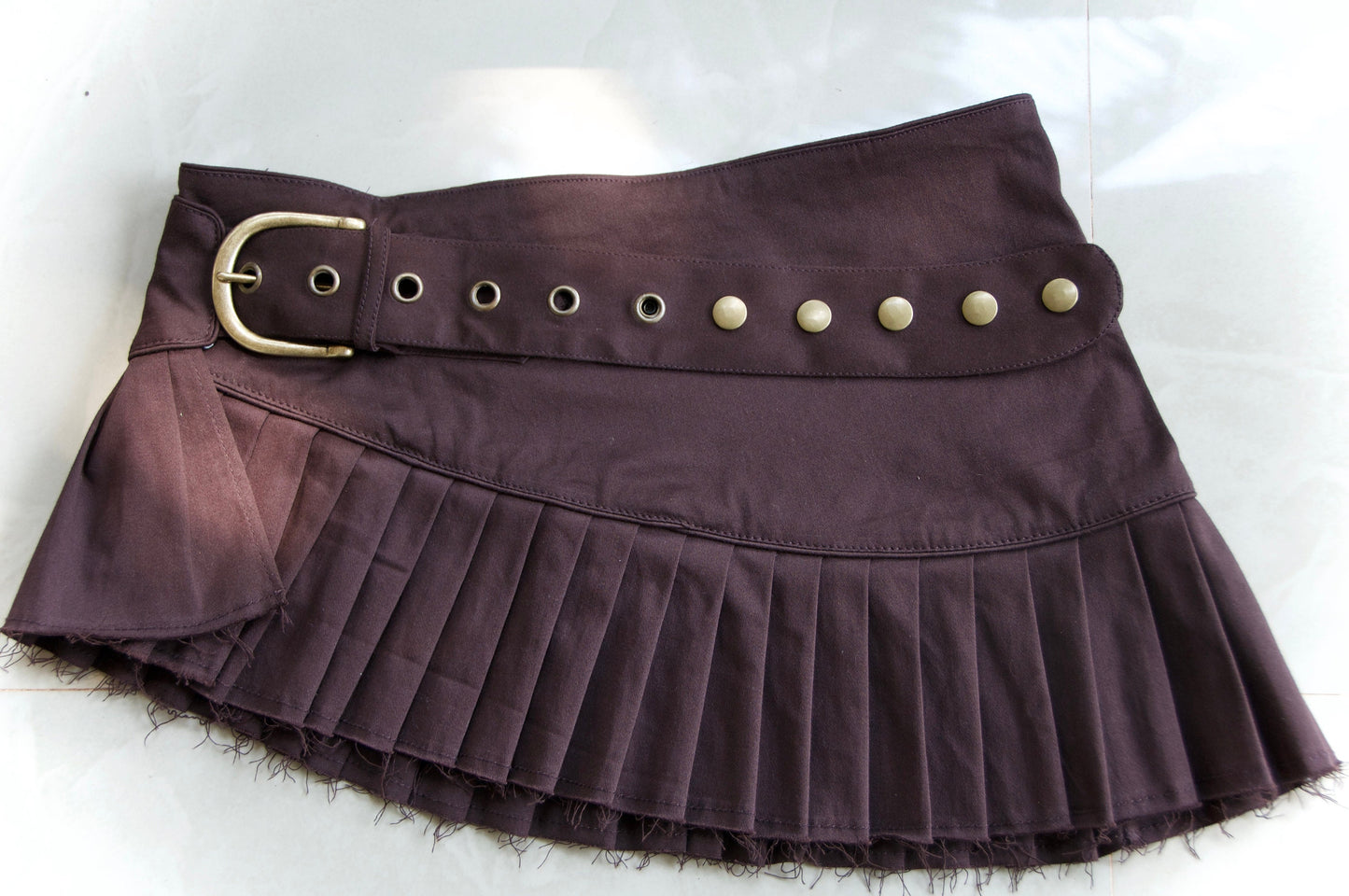 LILITH Pleated micro mini skirt~CAPPUCCINO STRETCH