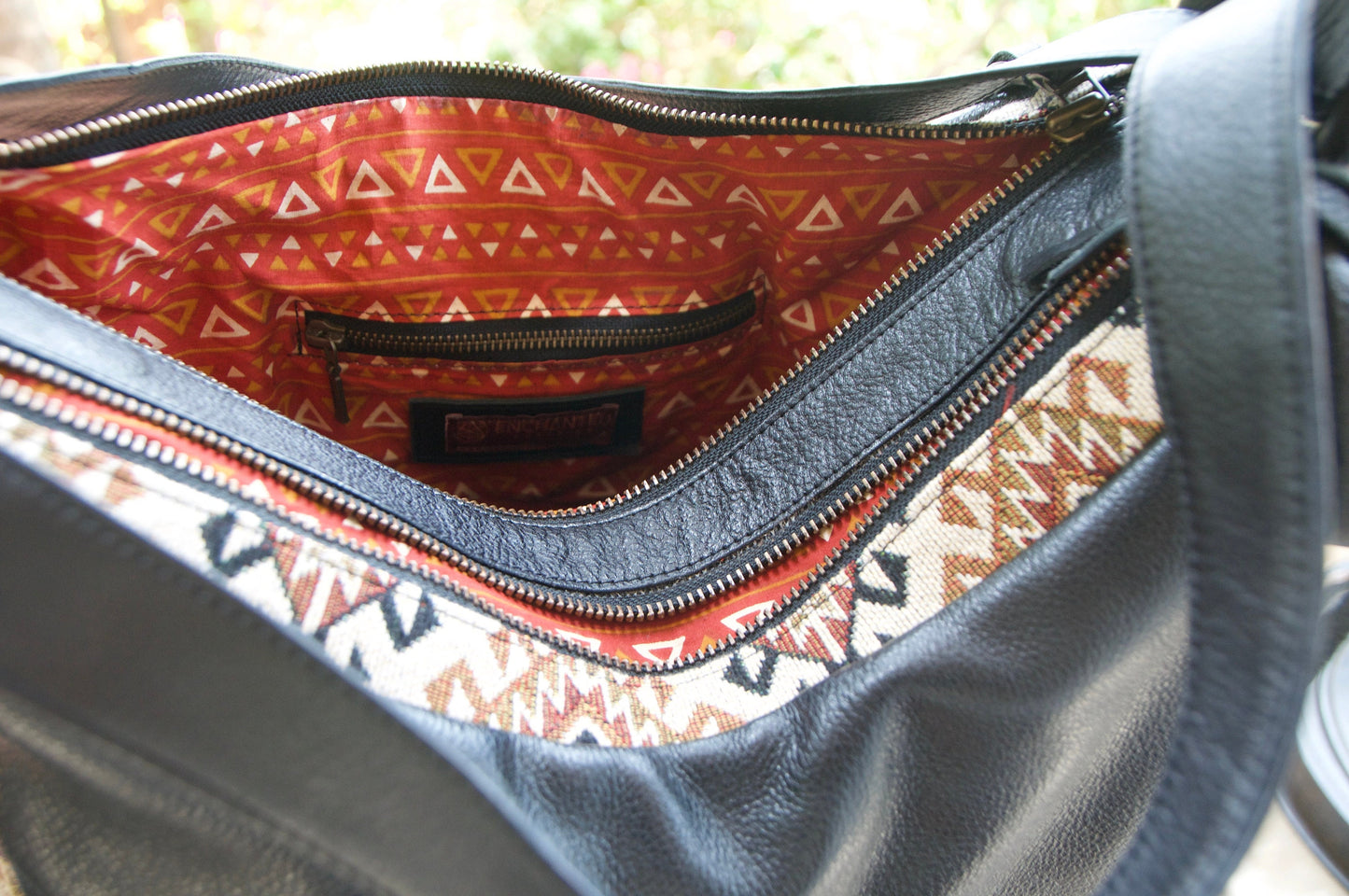 MANDREM leather embroidered two in one backpack/crossbody bag~BLACK VELVET