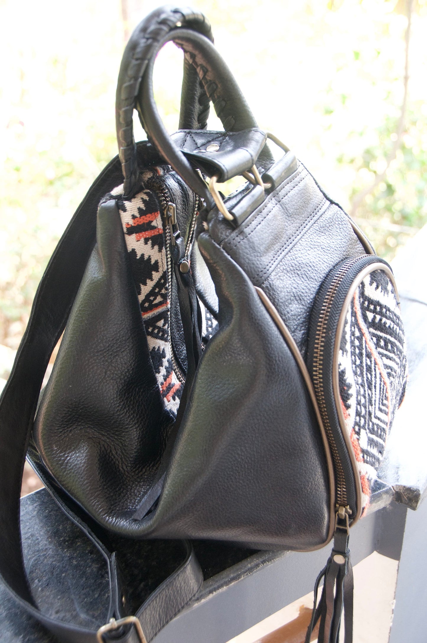 NEW! Boho leather bag, Leather rucksack, Gender neutral bag, Leather purse, Leather backpack, Black leather bag, MANDREM bag