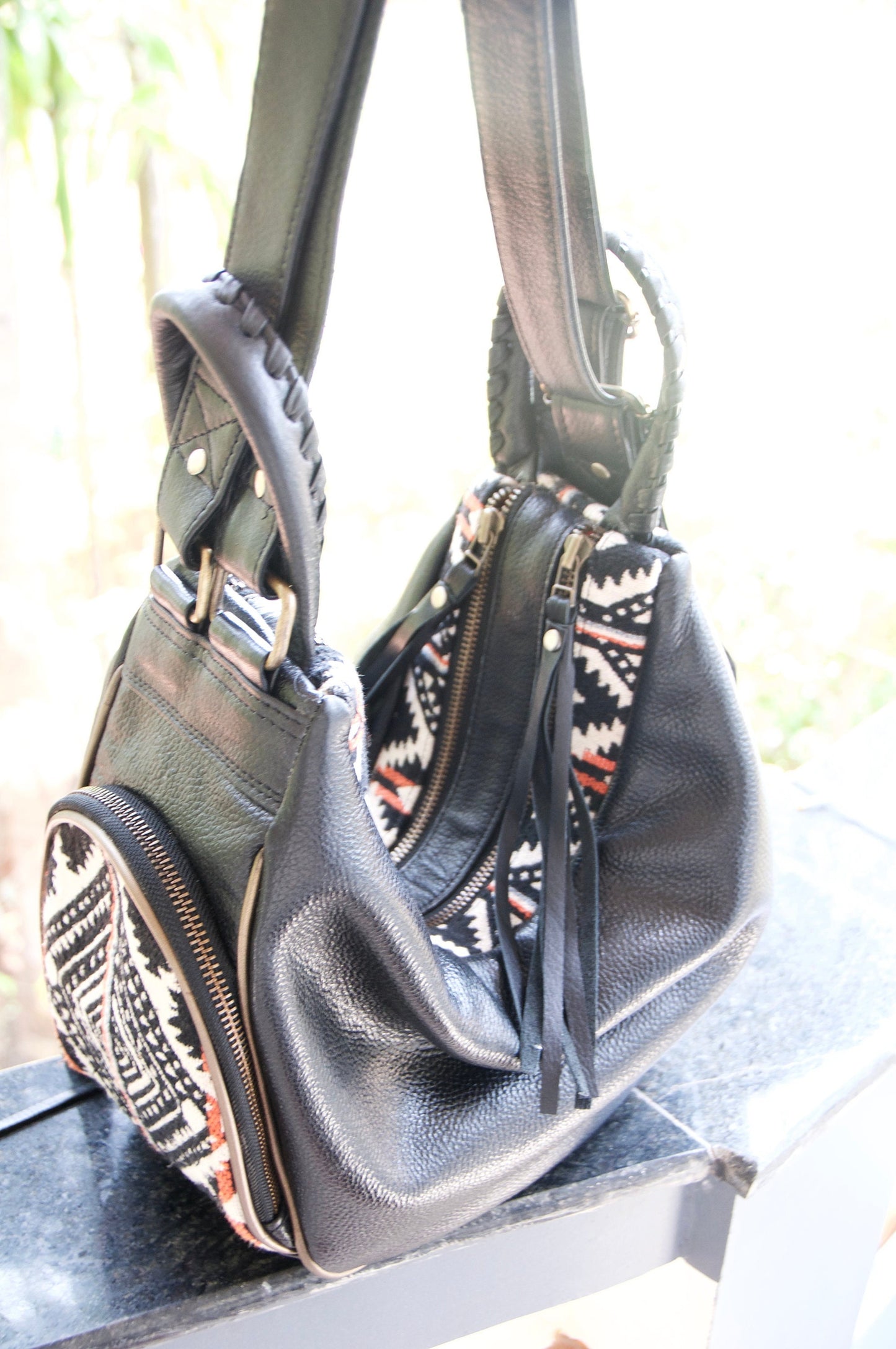 NEW! Boho leather bag, Leather rucksack, Gender neutral bag, Leather purse, Leather backpack, Black leather bag, MANDREM bag