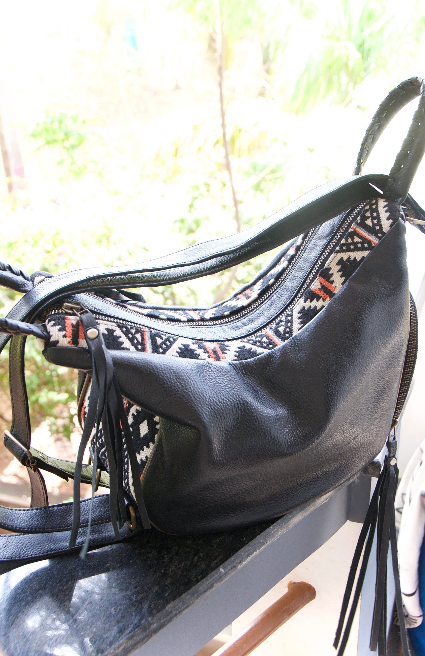 NEW! Boho leather bag, Leather rucksack, Gender neutral bag, Leather purse, Leather backpack, Black leather bag, MANDREM bag