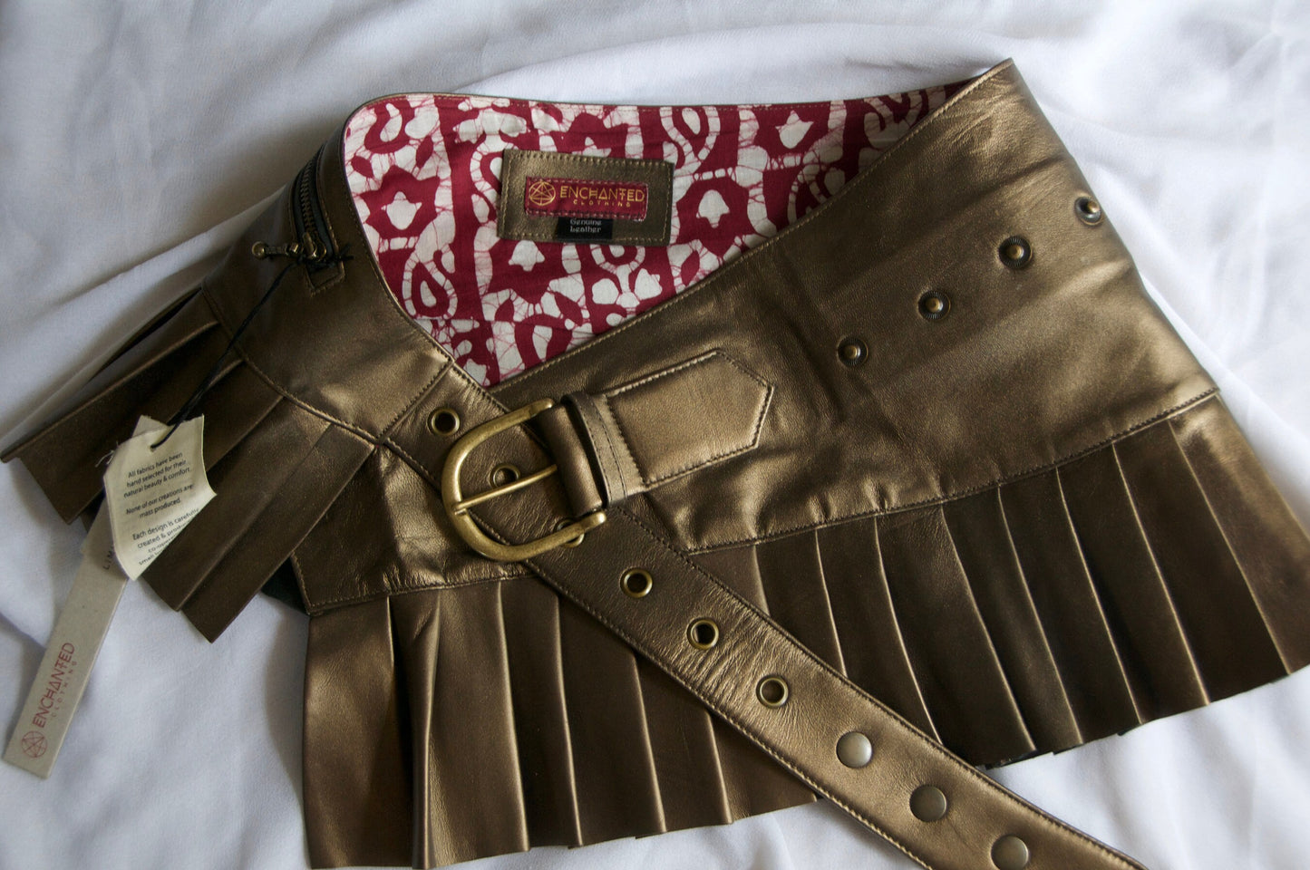 LILITH LEATHER pleated micro mini skirt~BURNISHED GOLD