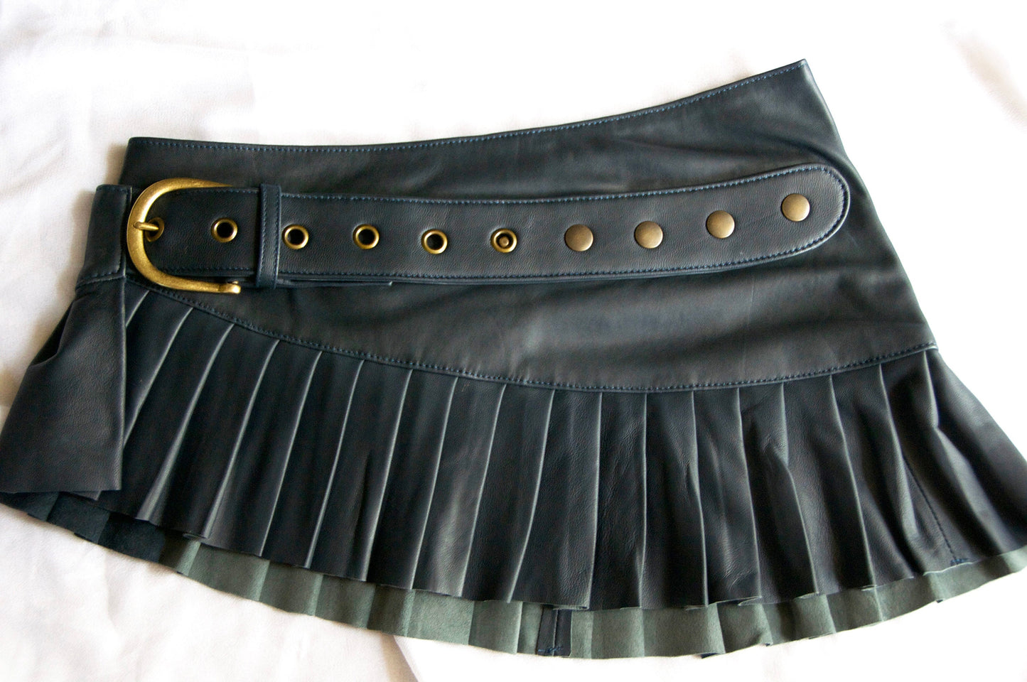 LILITH LEATHER Micro mini  skirt~ Deep Marine Nappa