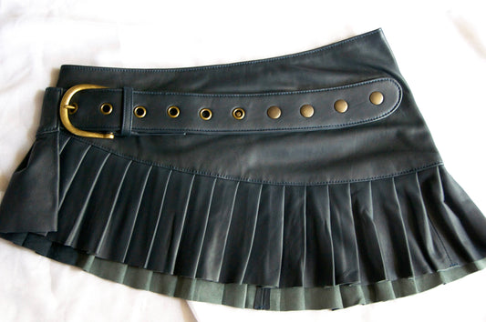 LILITH LEATHER Micro mini  skirt~ Deep Marine Nappa