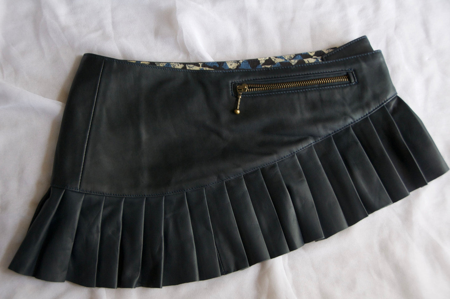 LILITH LEATHER Micro mini  skirt~ Deep Marine Nappa