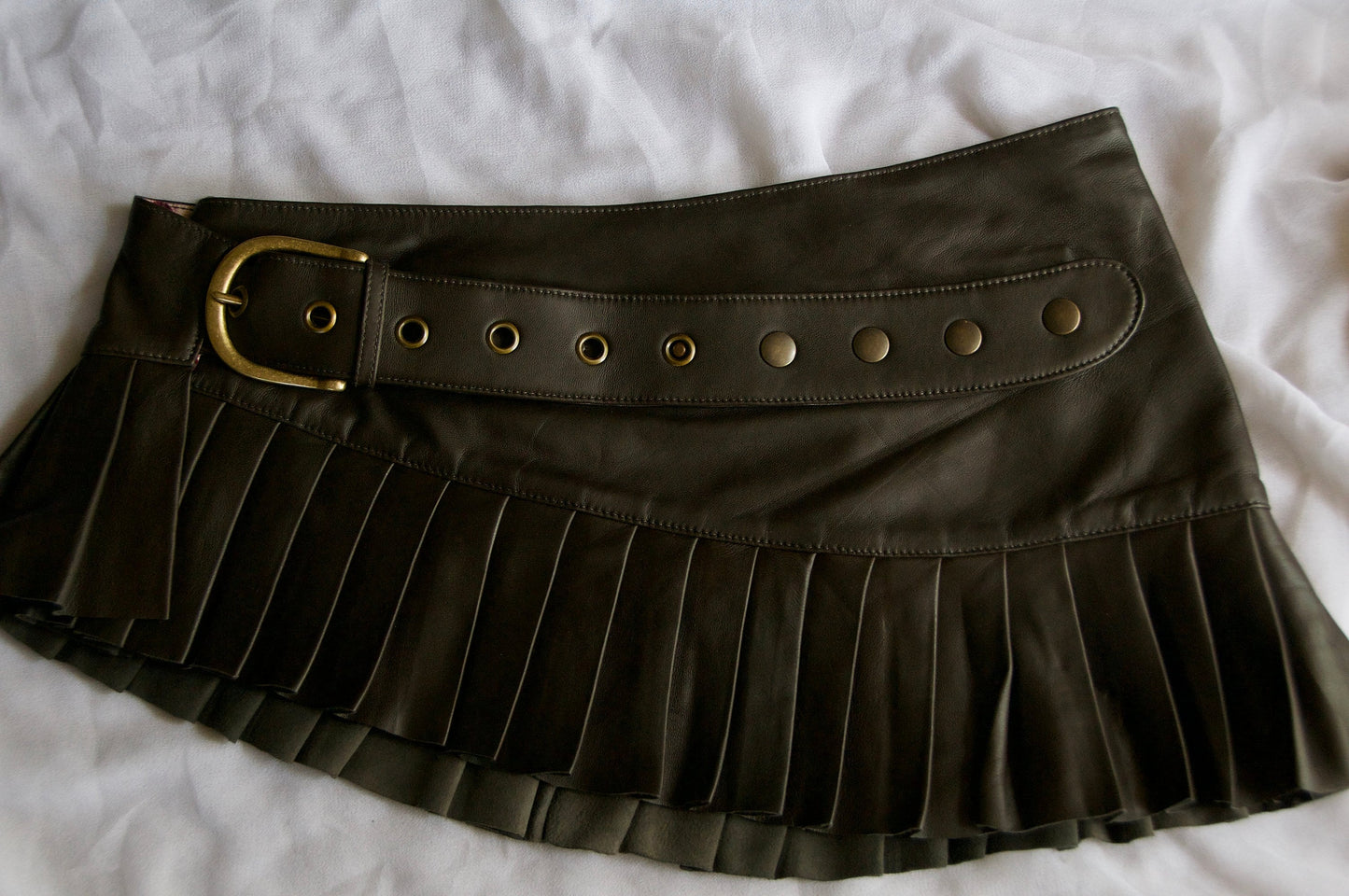 LILITH Leather Micro mini skirt~Dark Olive