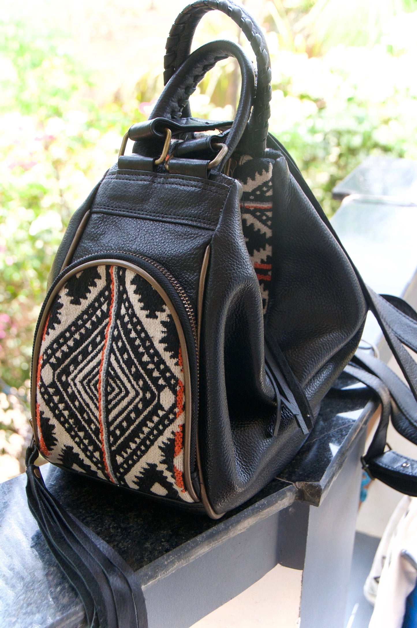 NEW! Boho leather bag, Leather rucksack, Gender neutral bag, Leather purse, Leather backpack, Black leather bag, MANDREM bag