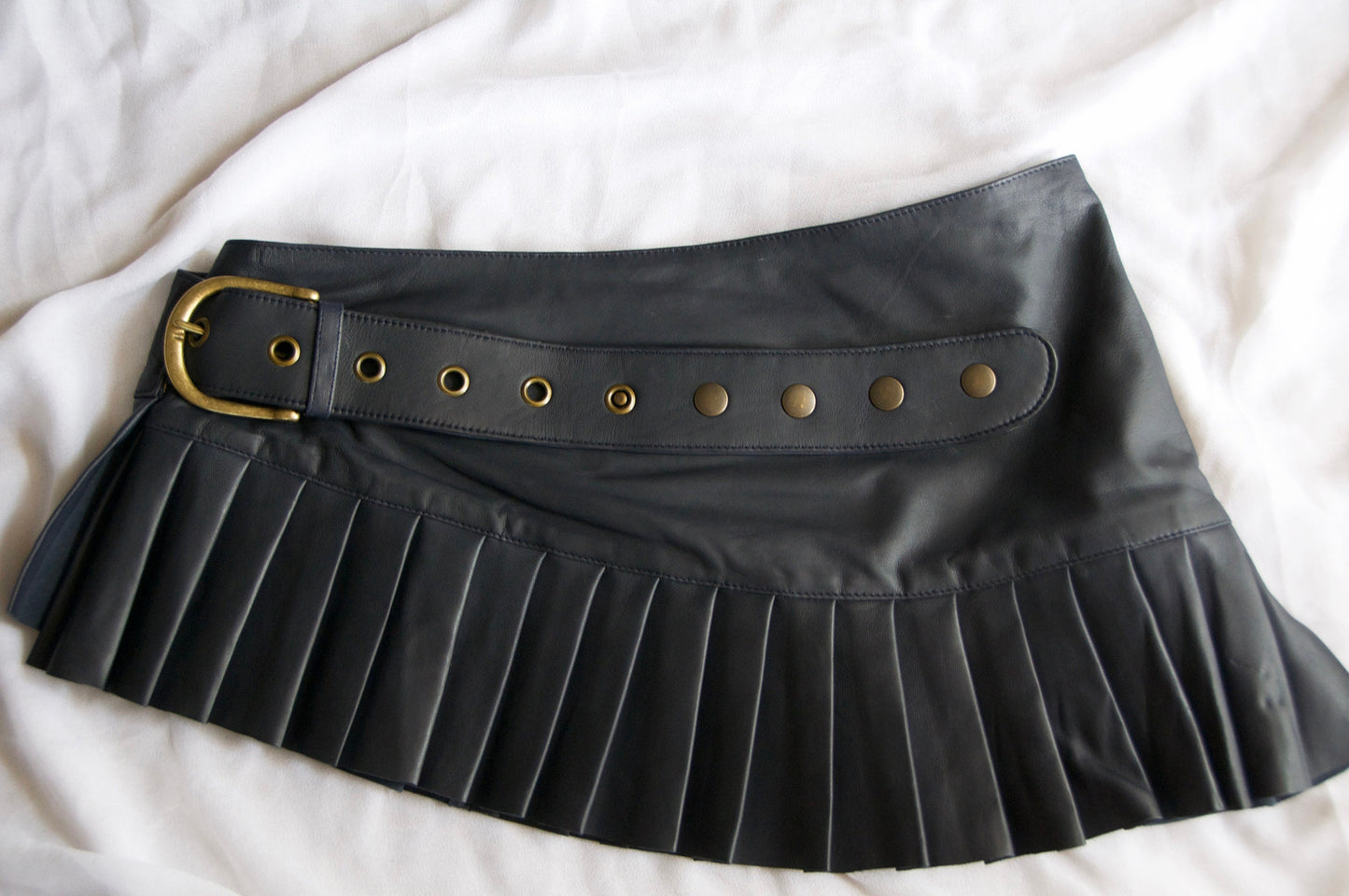 LILITH LEATHER Micro mini  skirt~ Deep Marine Nappa