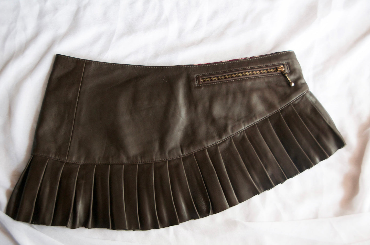 LILITH Leather Micro mini skirt~Dark Olive
