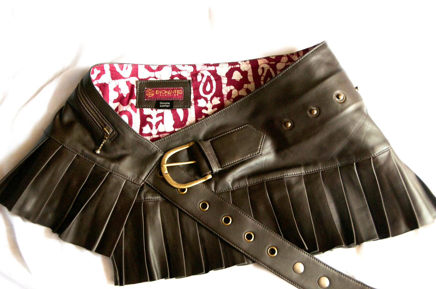 LILITH Leather Micro mini skirt~Dark Olive