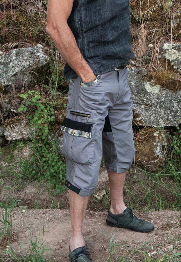PIKARO  cotton canvas cargo short pants~Steel