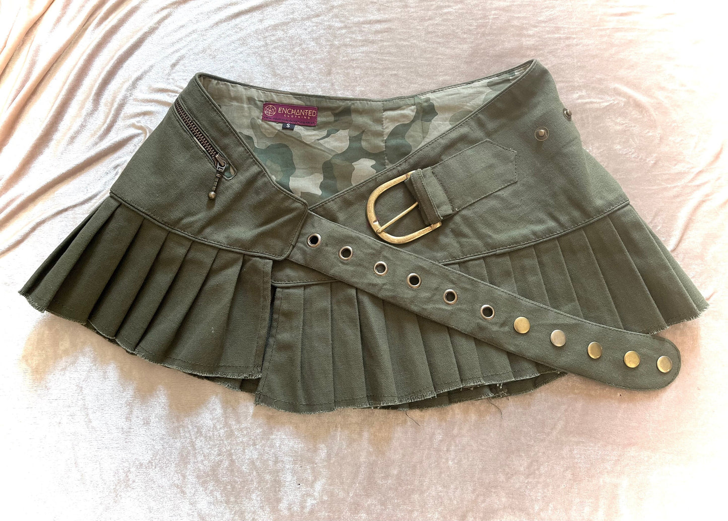 LILITH Pleated micro mini skirt~SAGE