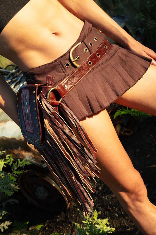 LILITH Pleated micro mini skirt~CAPPUCCINO STRETCH