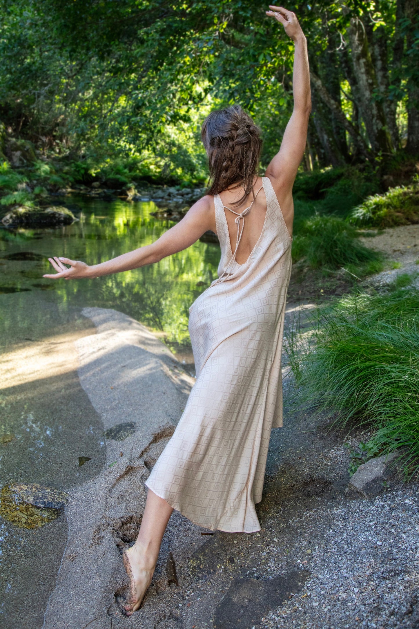 SARASWATI Boho dress ALOE VERA~ dusty dark rose