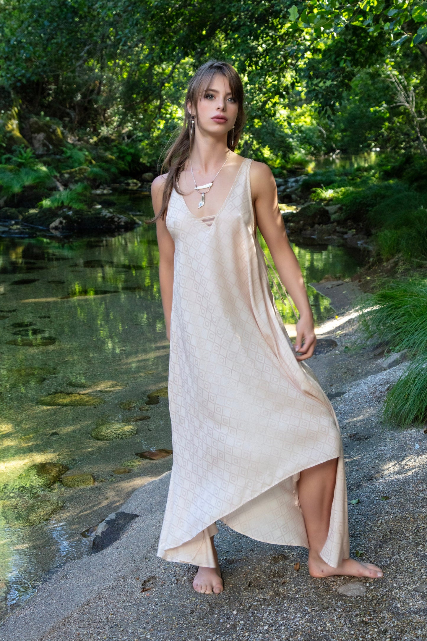 SARASWATI Boho dress ALOE VERA~ dusty dark rose