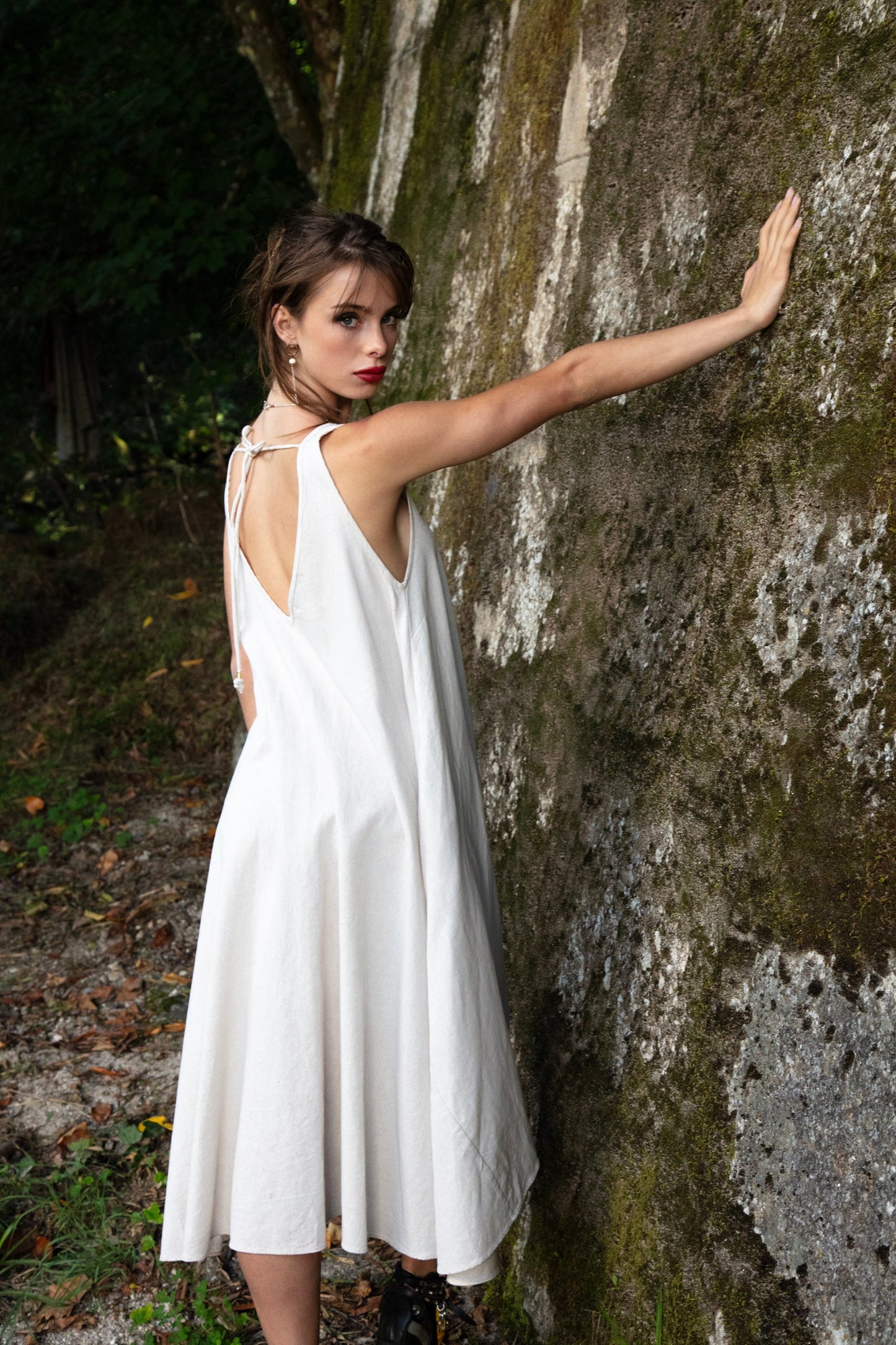 SARASWATI jute linen boho dress~IVORY