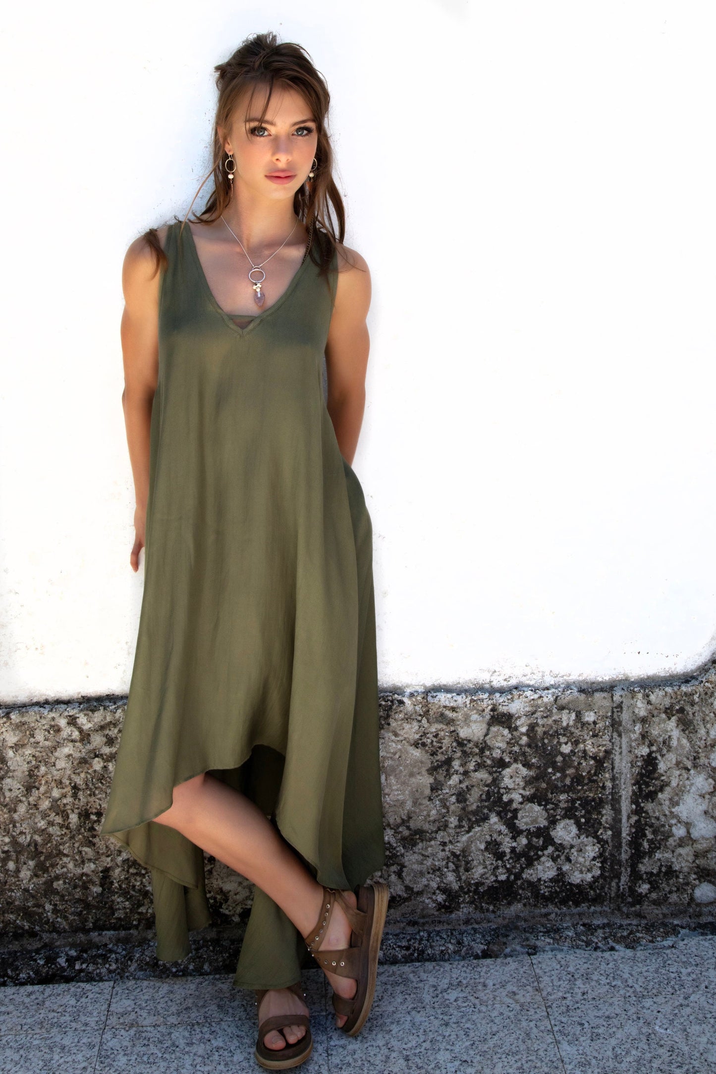SARASWATI Boho maxi dress~SOYA silk forest