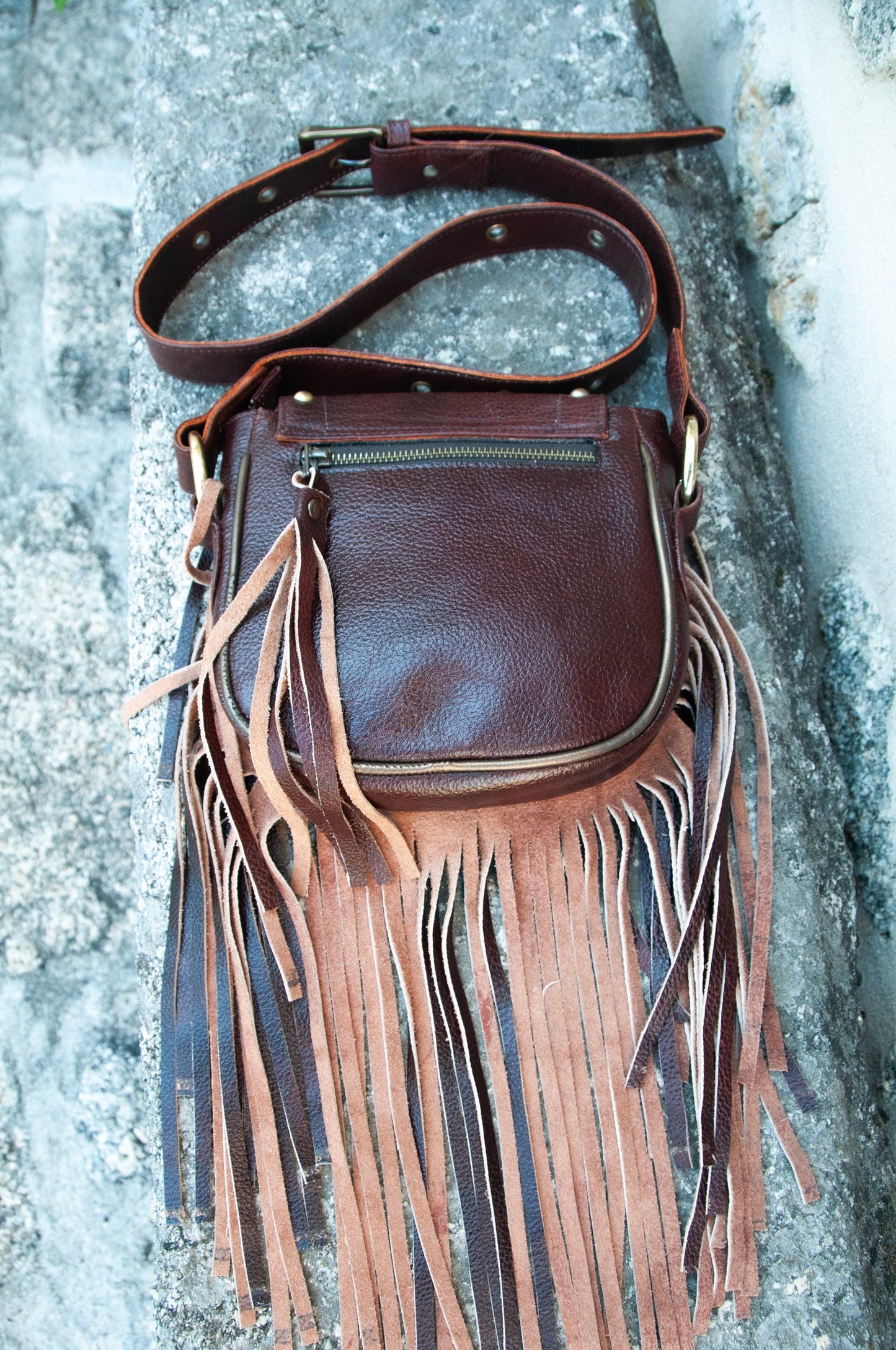 AMARA leather hip, shoulder or bum bag/purse~KARNATAKA