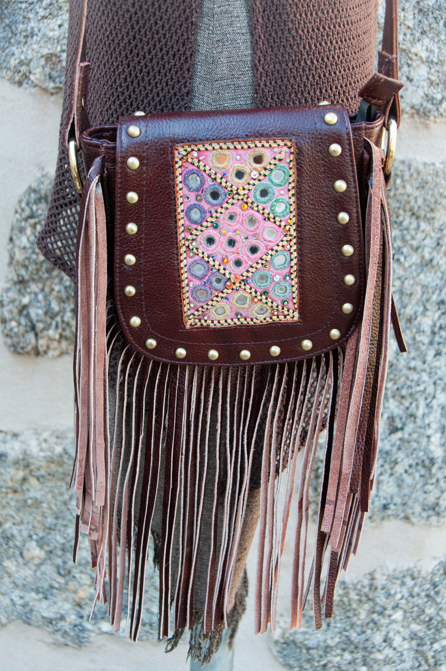 AMARA tribal leather hip and shoulder bag/bum bag~KARNATAKA