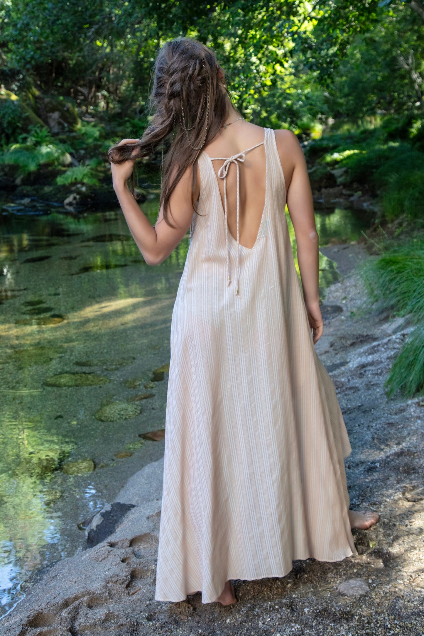 SARASWATI Boho maxi dress~BANANA dusty champagne rose