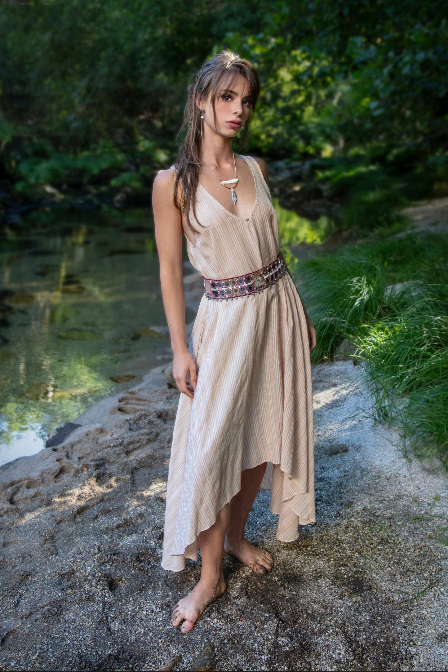 SARASWATI Boho maxi dress~BANANA dusty champagne rose