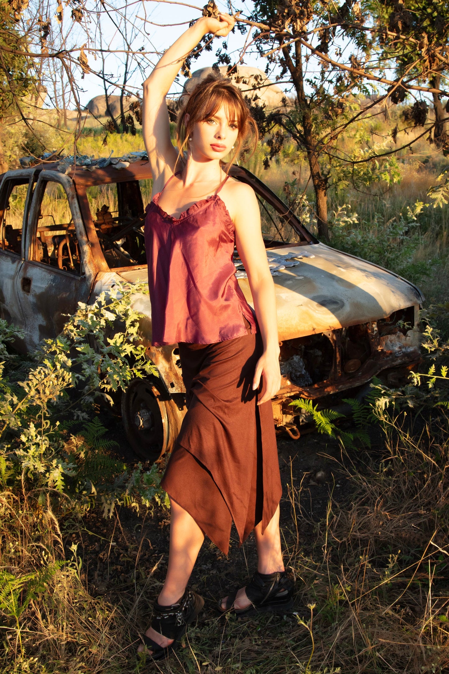 STEENA organic bamboo skirt~Brazil nut