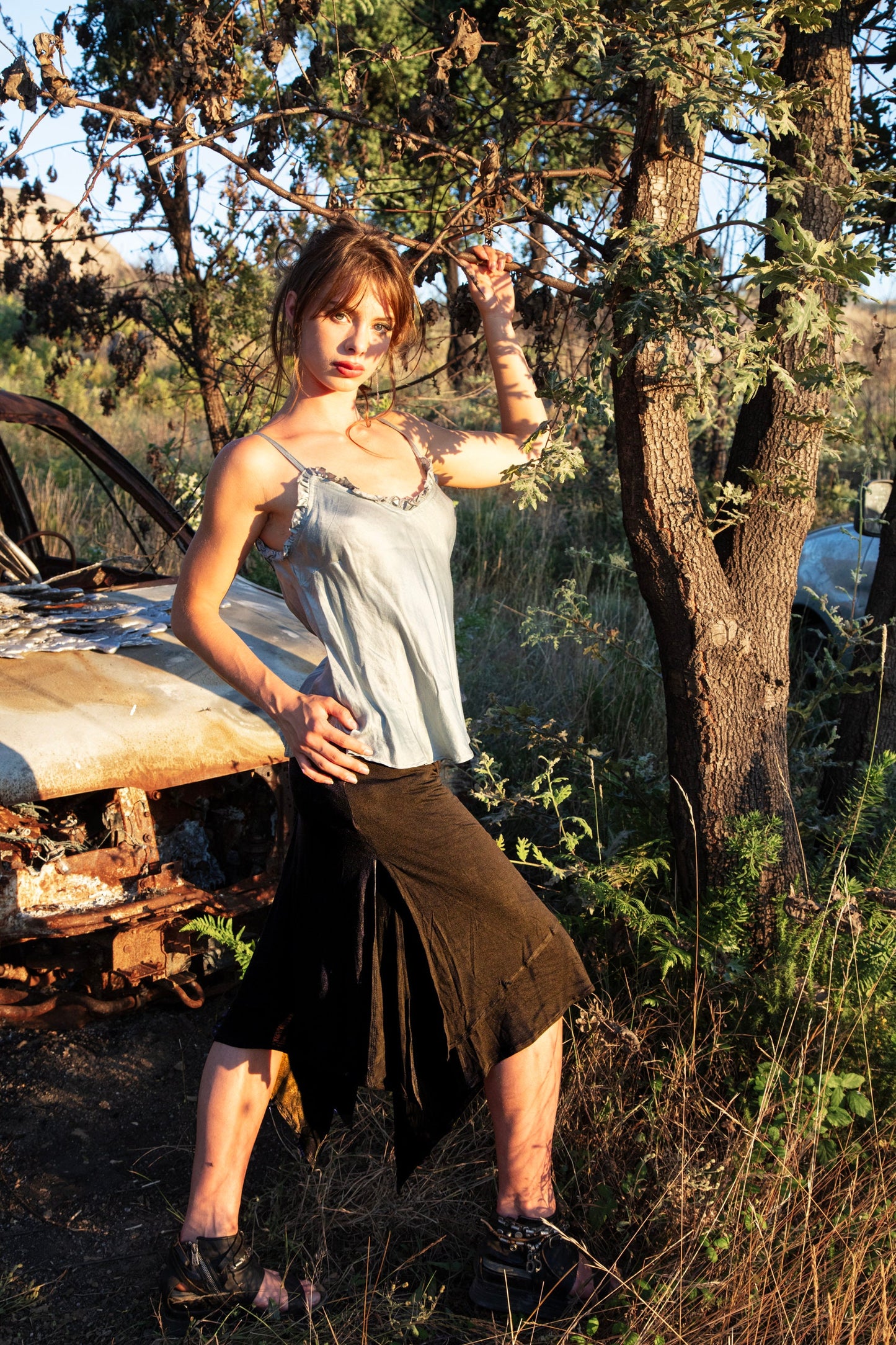 STEENA organic bamboo asymmetrical skirt~Raven