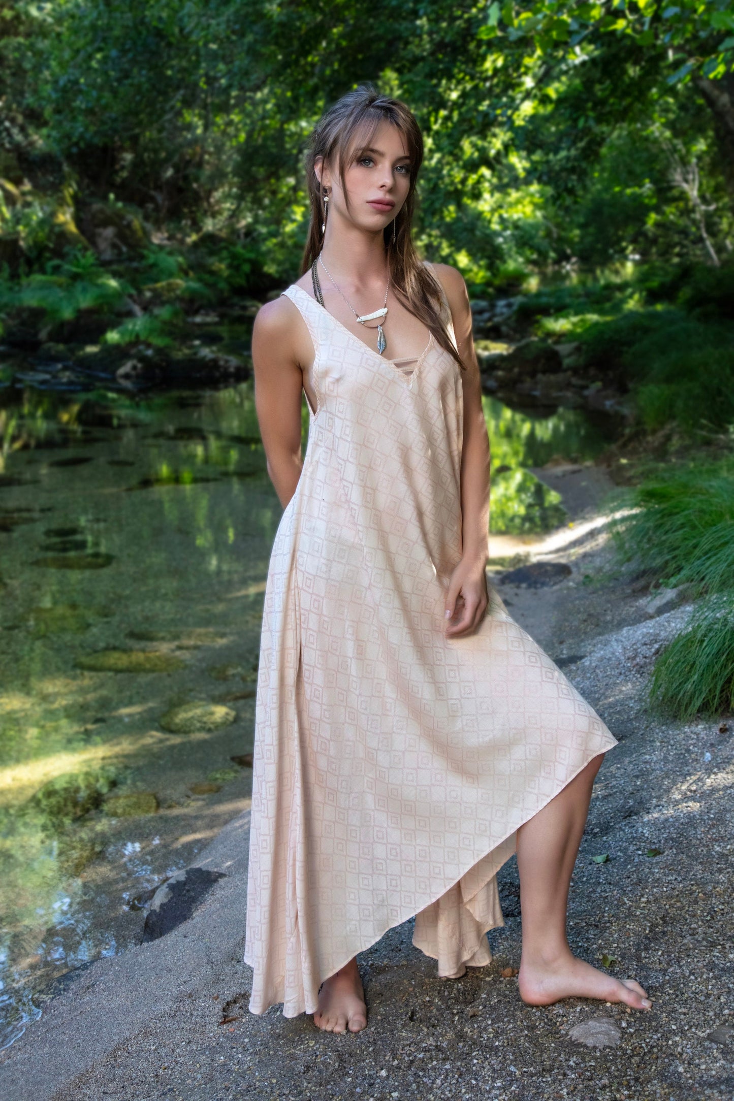 SARASWATI Boho dress ALOE VERA~ dusty dark rose